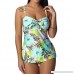 iNoDoZ Women's Plus Size Print Straps High Waisted Tankini Swimsuit Beachwear Padded Swimwear Yellow B07PZCM8M3